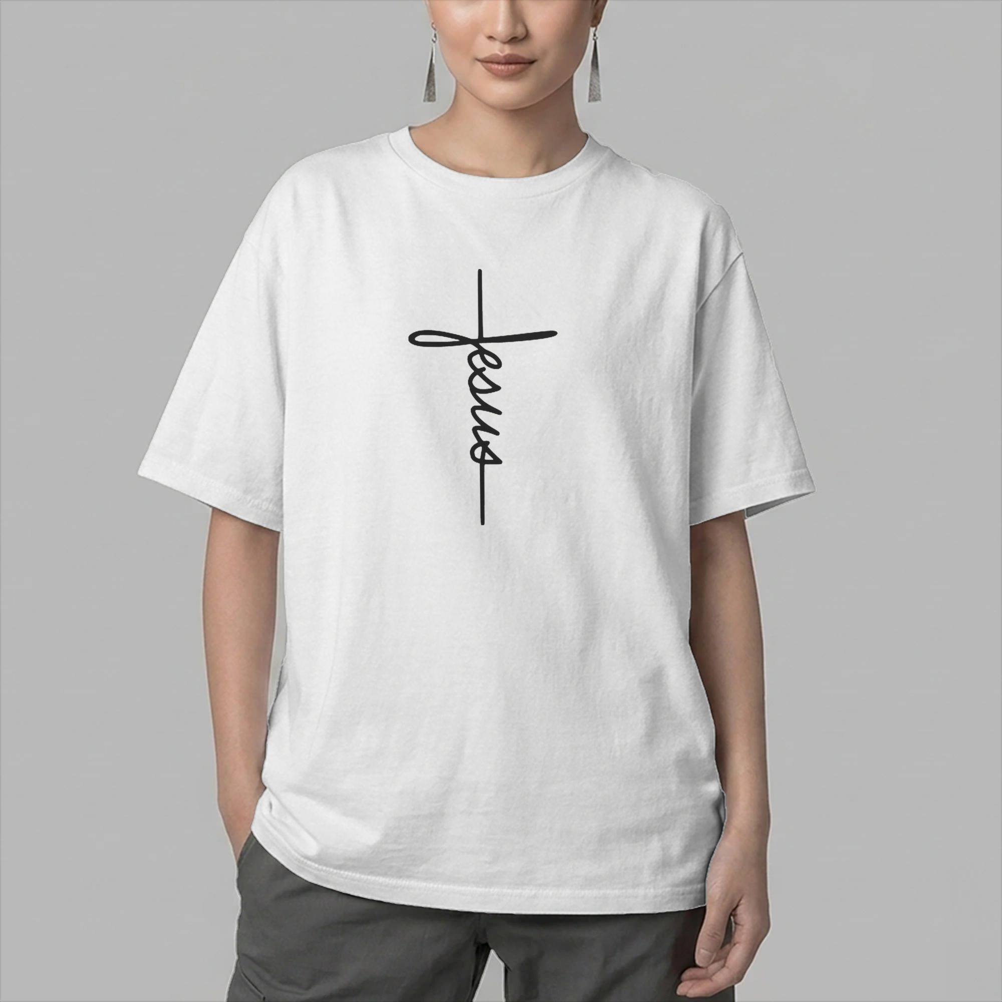 Summer Clothing Names - 남성 티셔츠 십자가 로고로 예수 이름을