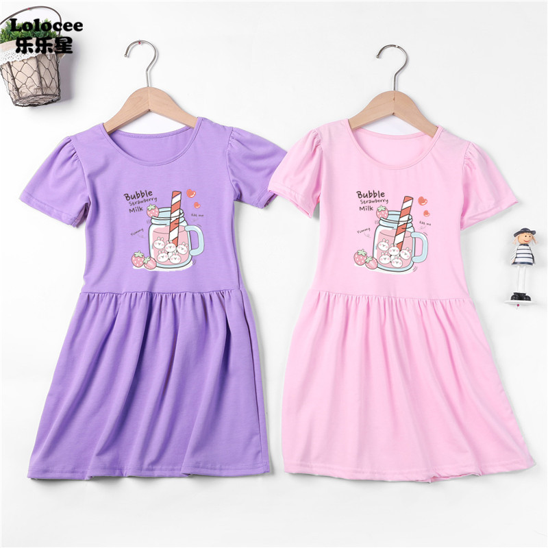 Summer Clothing For Teen Girls - 십대 소녀 딸기 주스 드레스, 캐주얼