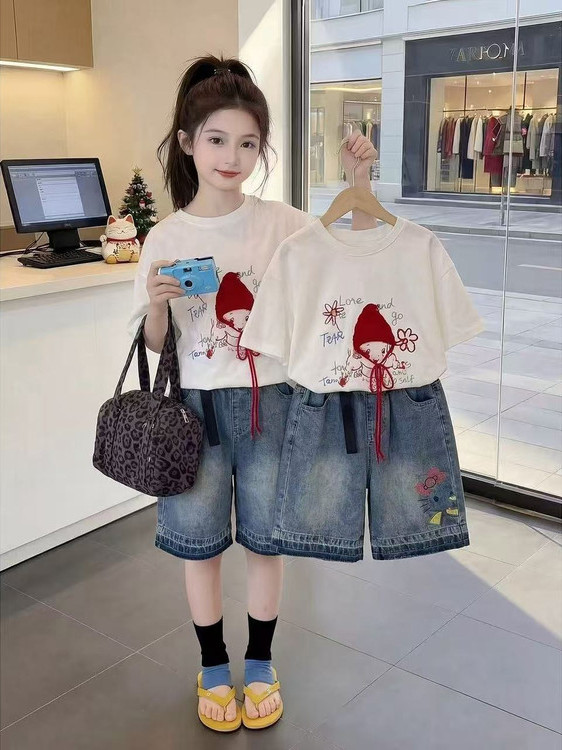 Summer Clothing Online - 여자 여름 반팔 티셔츠 데님 캐주얼