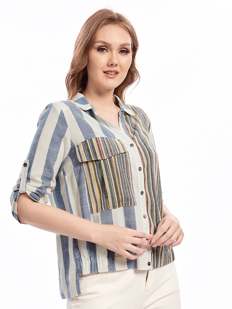 Summer Clothing Plus Size Women - 플러스 사이즈 짠 옷깃 셔츠, 여성