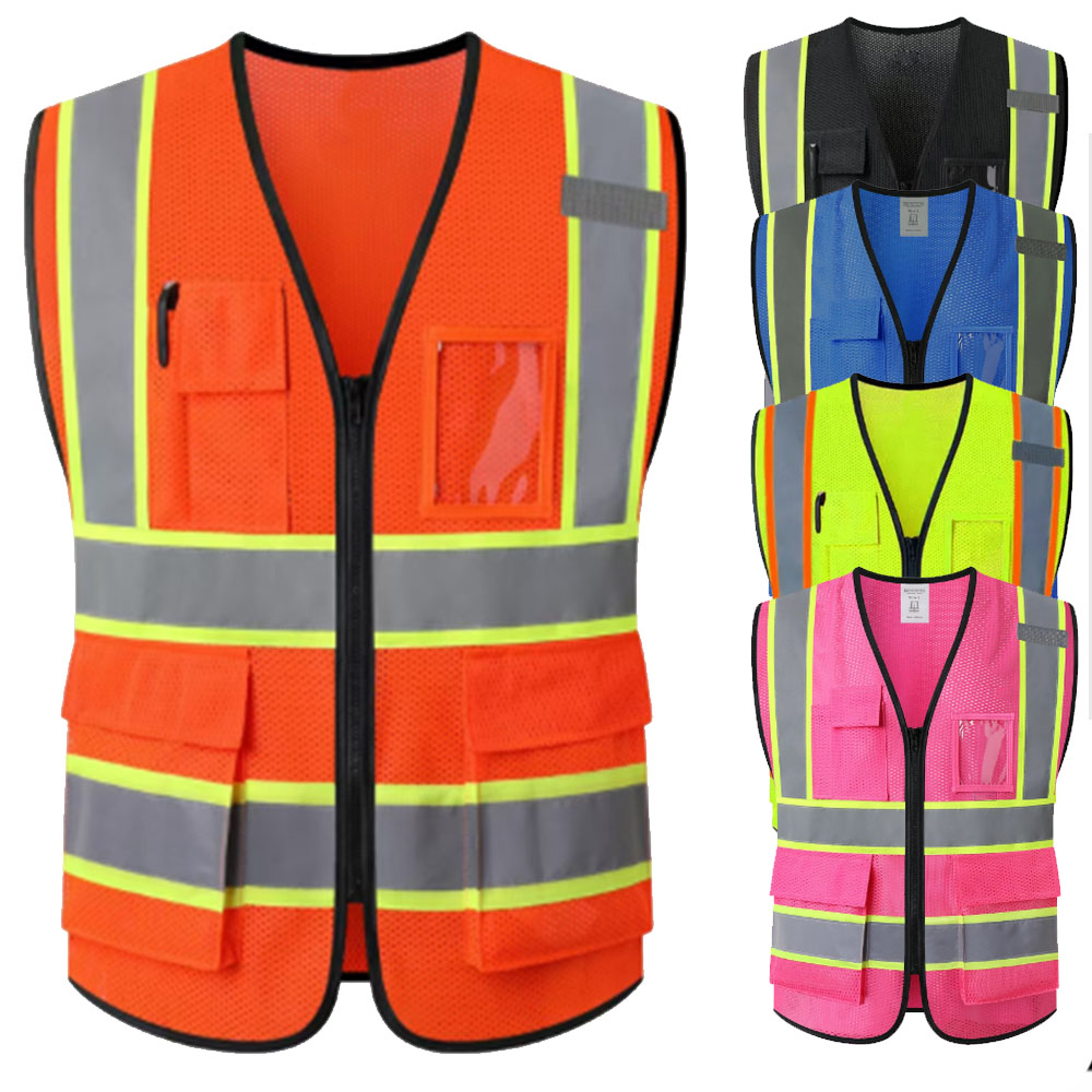 Summer Hi Vis Clothing - 포켓과 지퍼가있는 여름 남여 메쉬 조끼