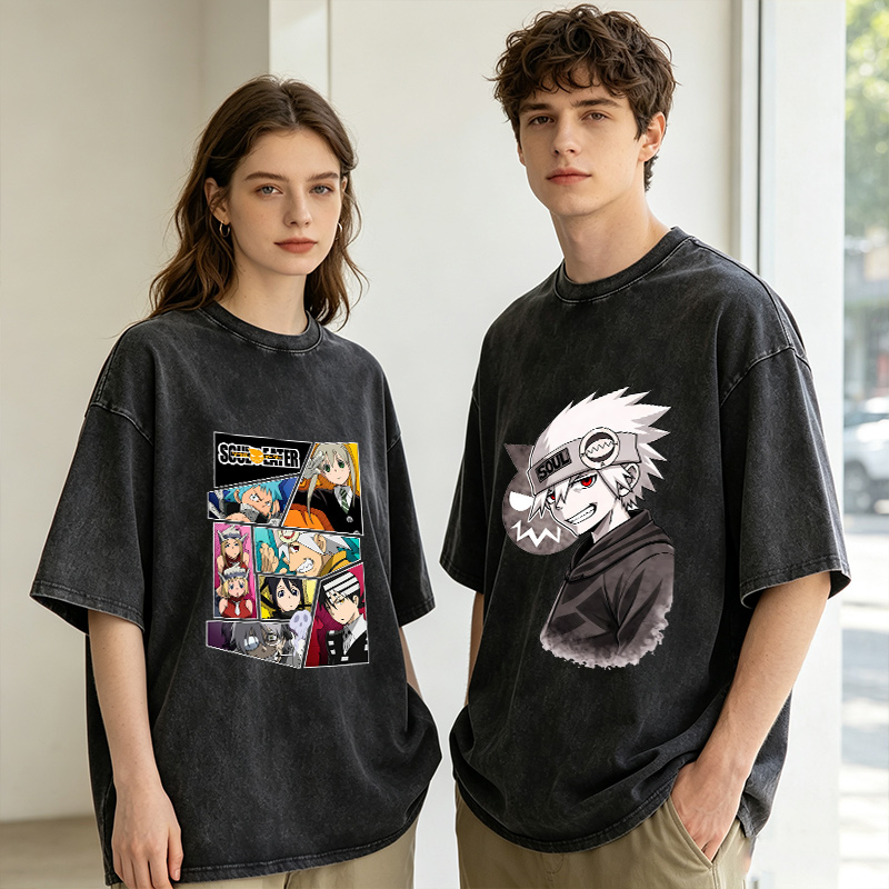 Summer Clothing Styles Men - Soul Eater 남성 여성 티셔츠 워시드