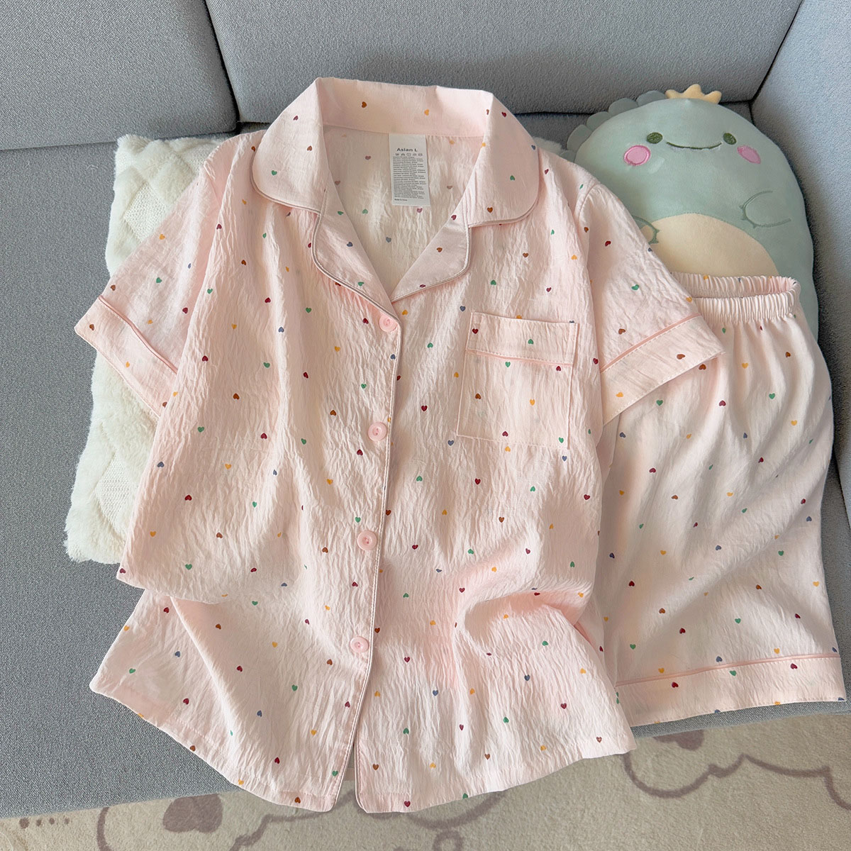 Summer Clothing For Petite Women - 여성용 프린트 폴카 도트 코튼 잠옷