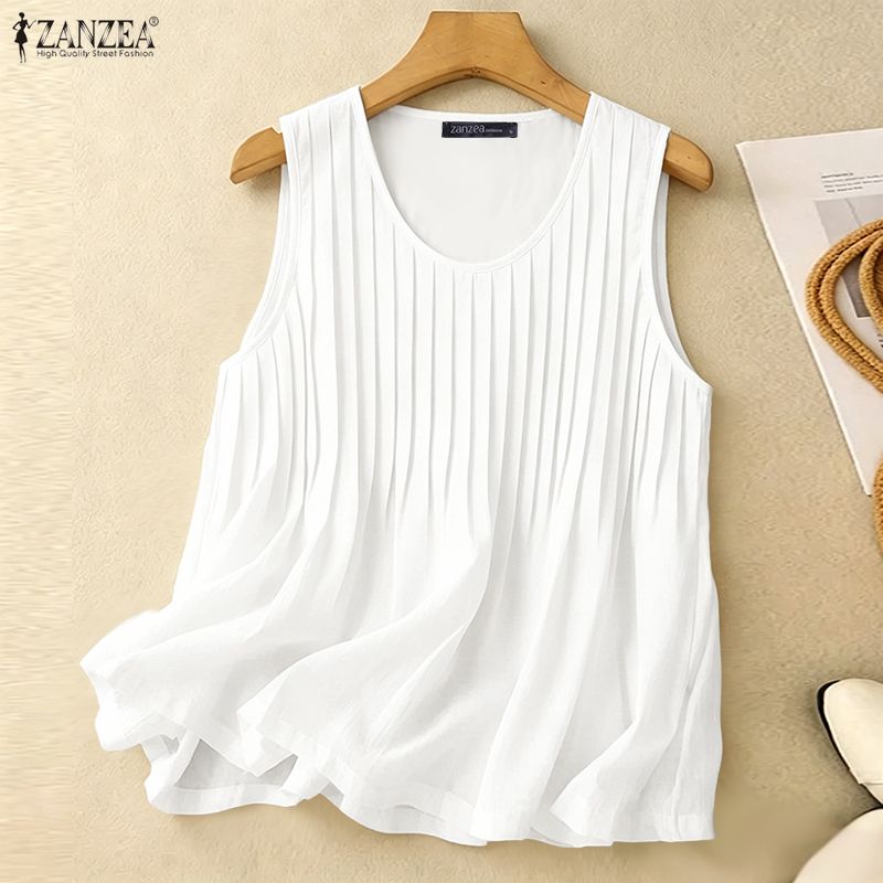 Summer Clothing Plus Size Women - ZANZEA 여성 여름 핀턱 탱크탑 플러스