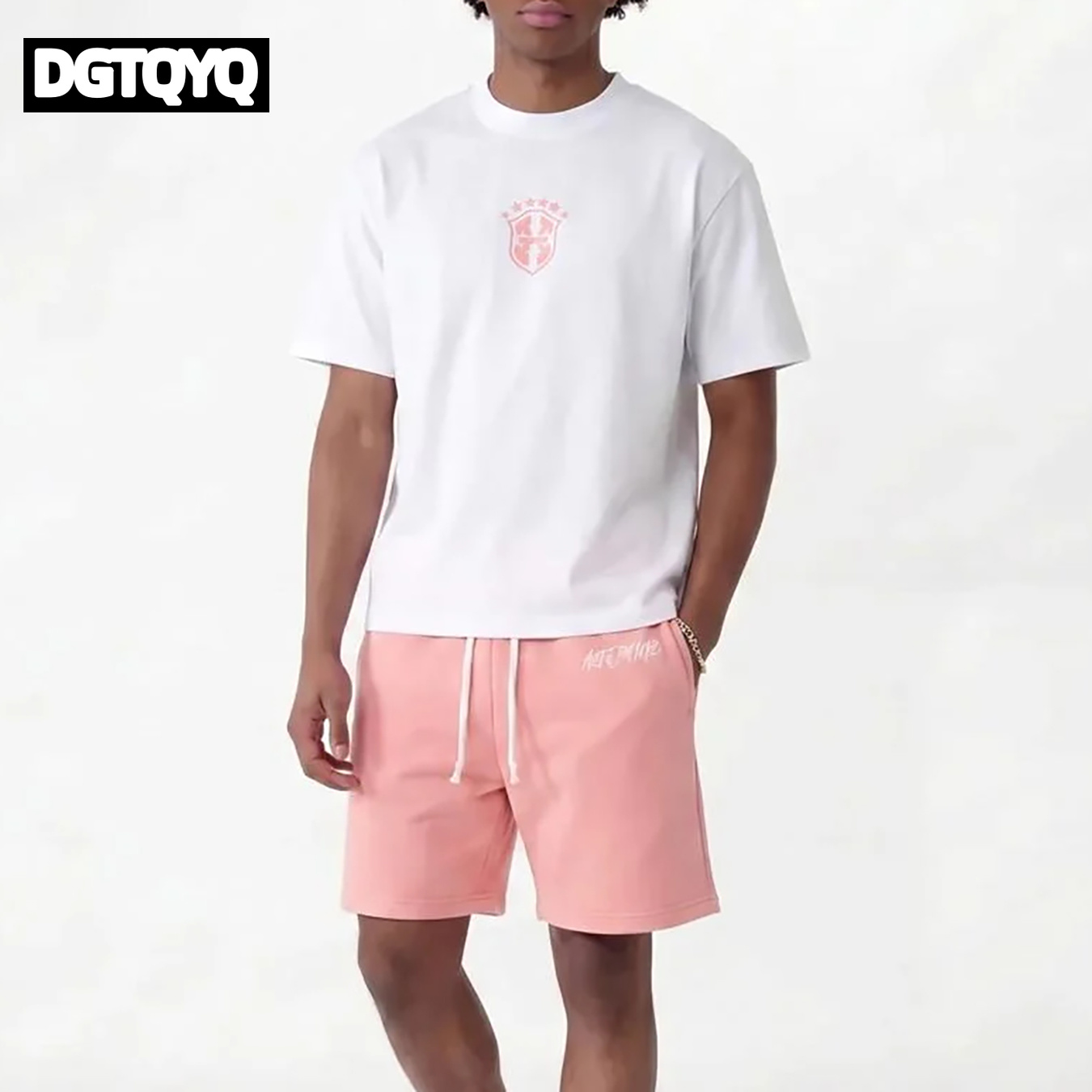 Summer Clothing For Petite Women - 남성용 여름 신상 핑크 자수 캐주얼