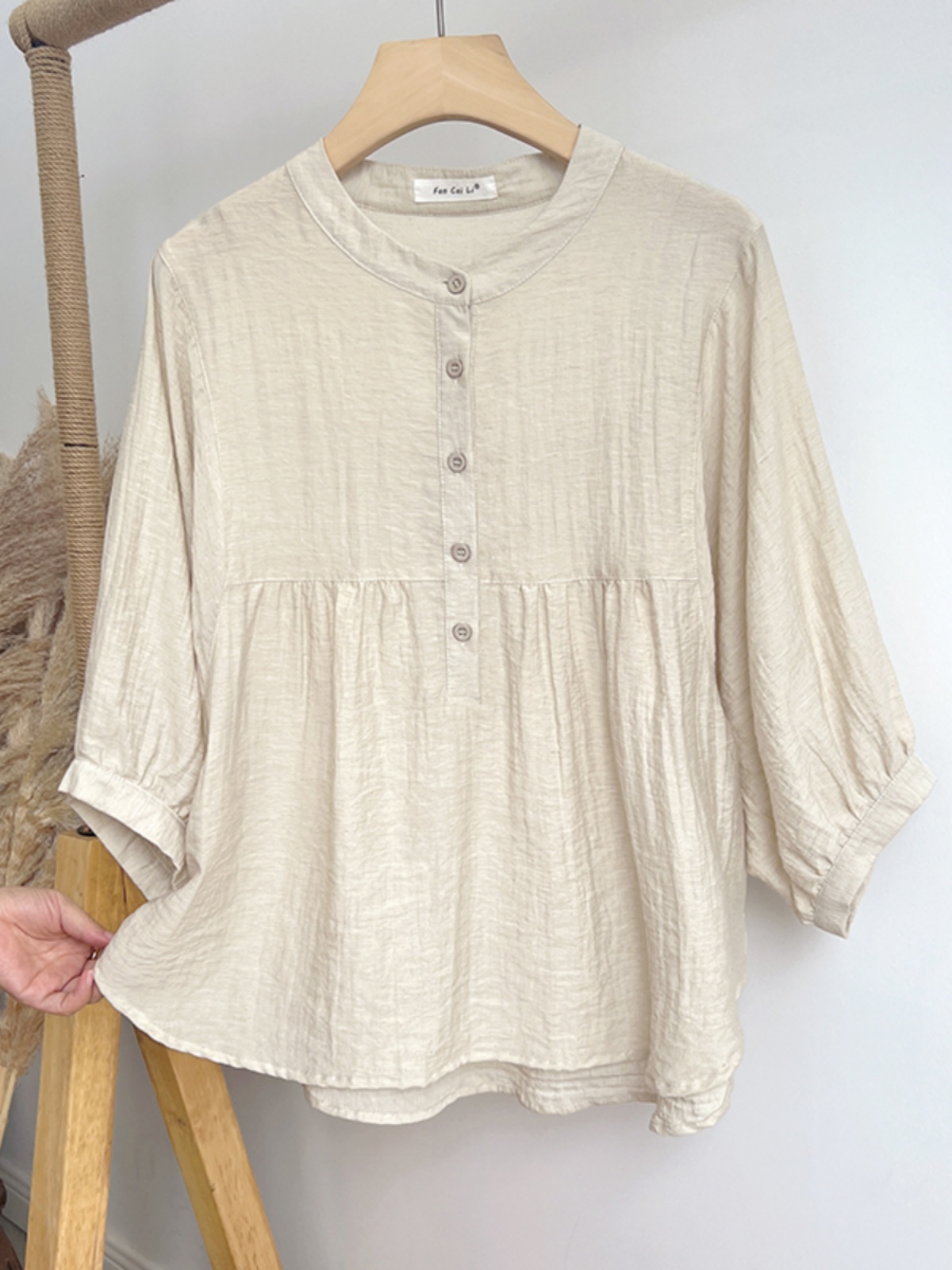 Summer Clothing In Japan - 여성용 루즈한 얇은 라운드넥 셔츠, 일본