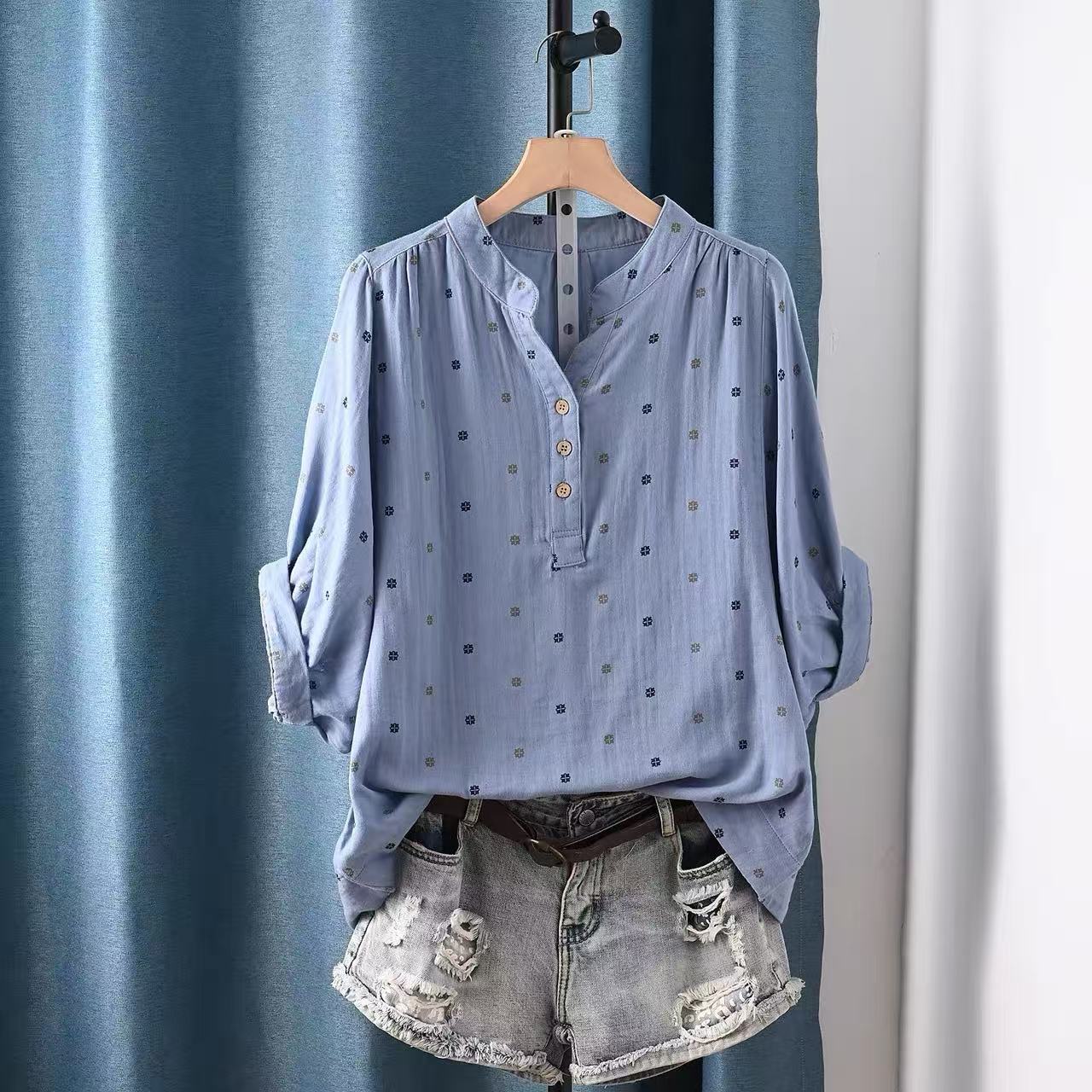 Summer Clothing In Japan - 2026 여성 블라우스 일본산 면사 폴카