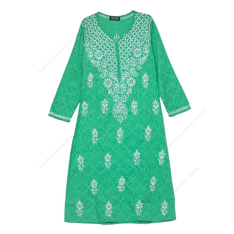 Summer Clothing India - 여성용 자수 쿠르티 인도/파키스탄 튜닉 탑