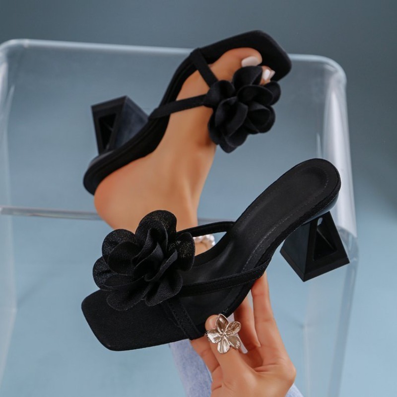 Summer Clothing For Petite Women - 여성용 3D 꽃 장식 샌들 삼각형