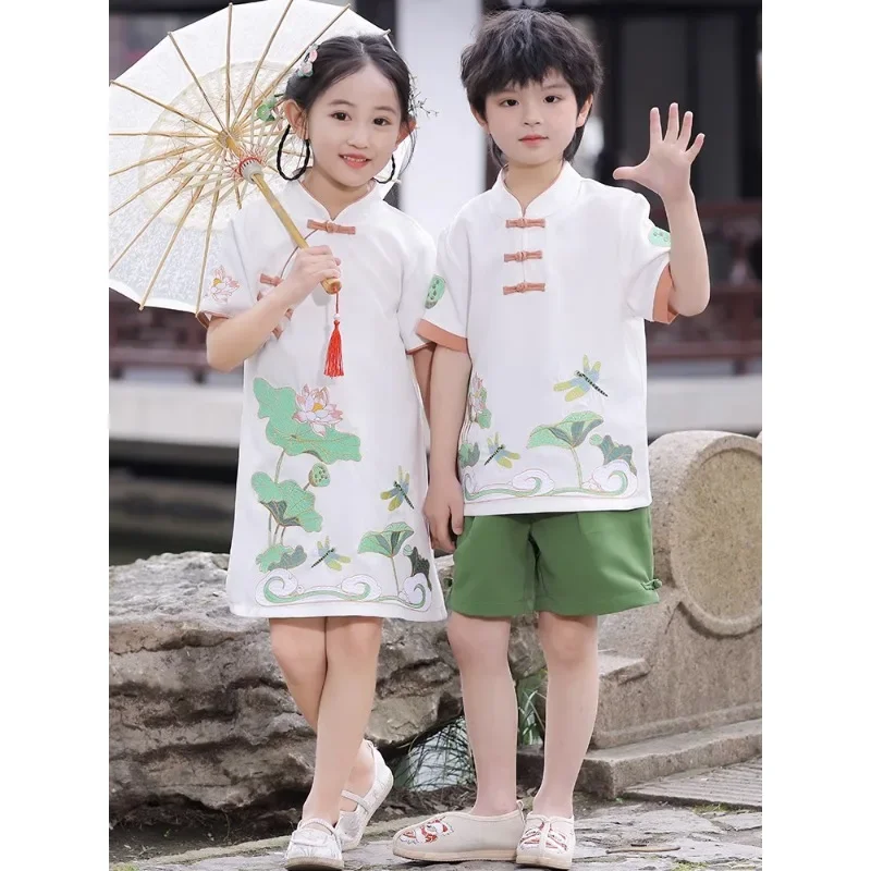 Summer Clothing Online - 귀여운 연꽃 잠자리 당나라 정장 치파오,