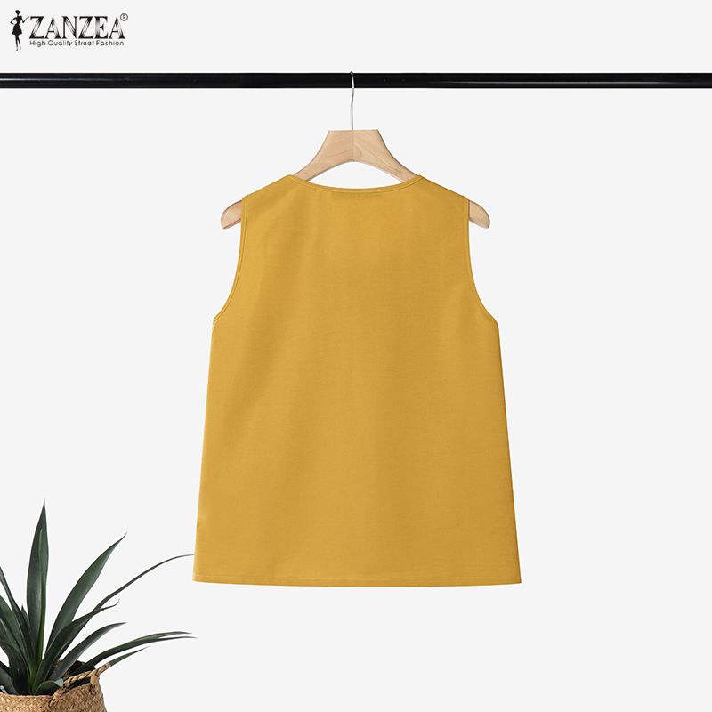 ZANZEA 플러스 사이즈 5XL 여성 핀턱 탱크 탑  - Summer Clothing Plus Size Women 리뷰 및 가격
