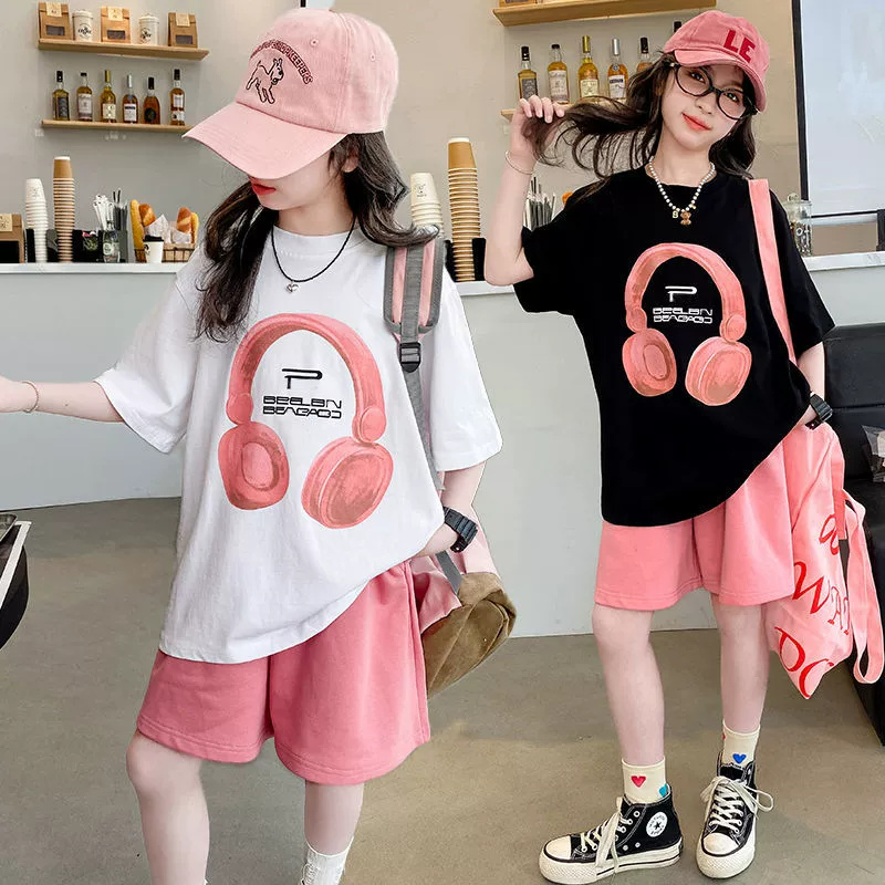 여름 소녀 티셔츠 세트 새로운 어린이 짧은 소매 탑 + - Summer Clothing For Teen Girls 리뷰 및 가격