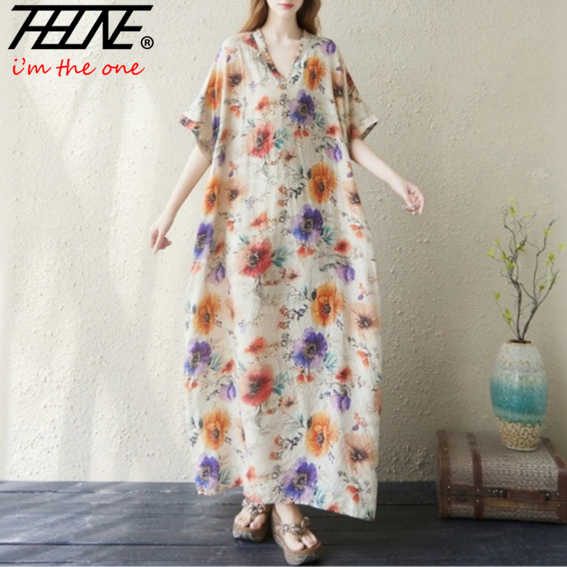여성 루즈한 빈티지 캐주얼 롱 맥시 드레스, 한국 여성 - Indian Summer Vintage Clothing 리뷰 및 가격