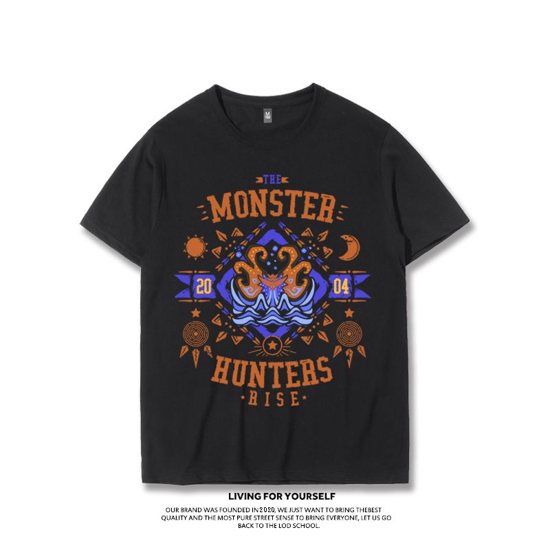 Monster Rise 협업 티셔츠 반팔 남성용 게임  - Summer Games Clothing Brand 리뷰 및 가격