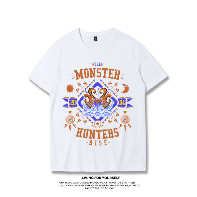 Monster Rise 협업 티셔츠 반팔 남성용 게임  - Summer Games Clothing Brand 리뷰 및 가격