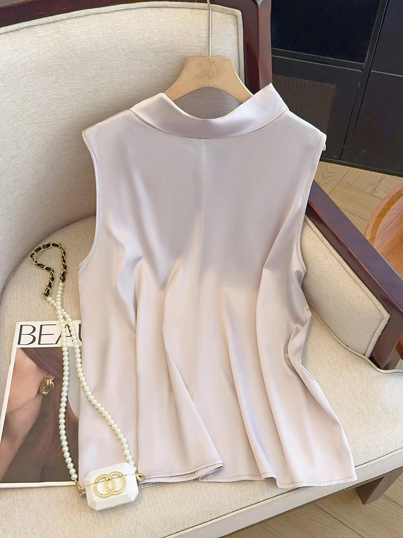 【플러스 사이즈】 솔리드 컬러 타이 프론트 탑, 데일리 - Summer Clothing Plus Size Women 리뷰 및 가격