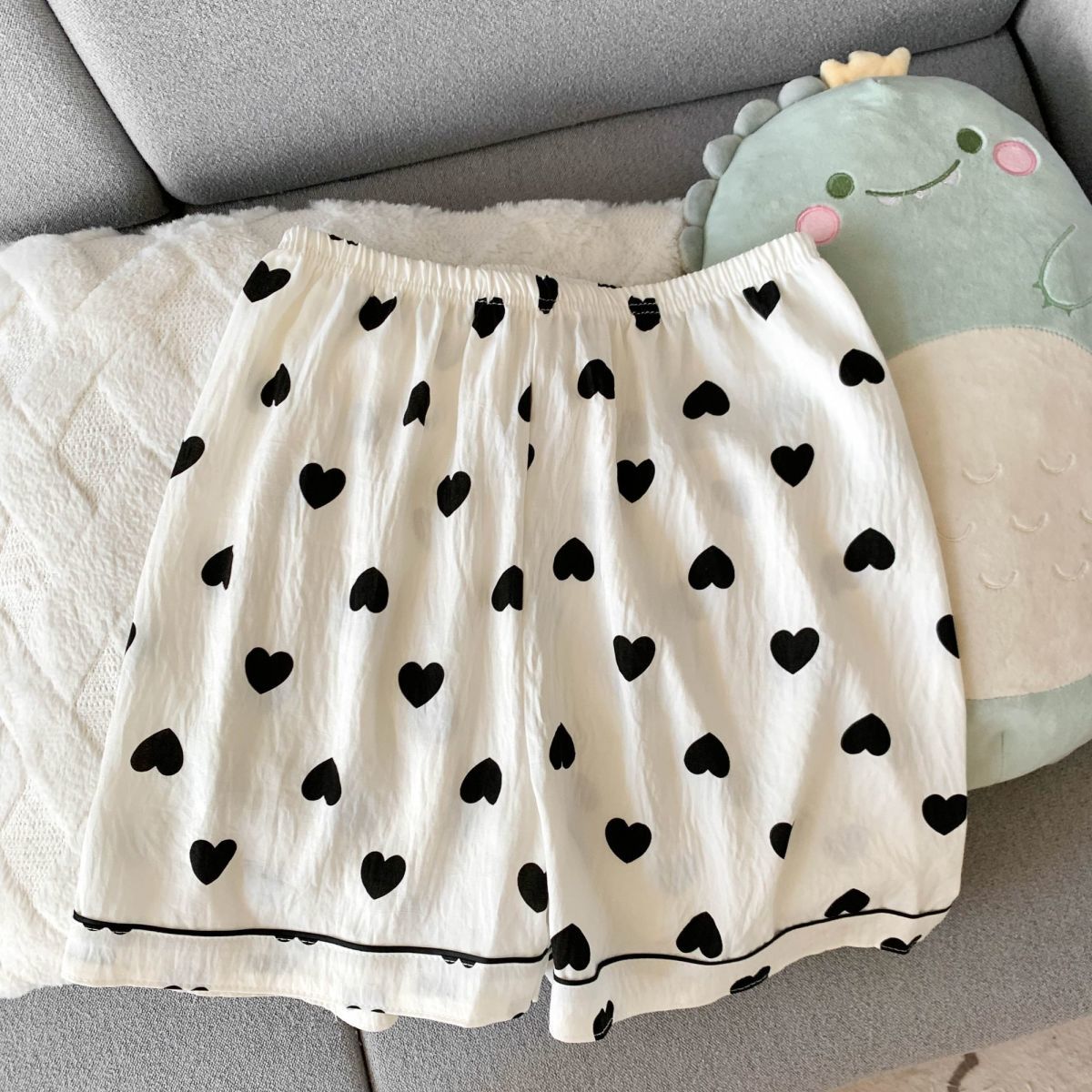 하트 모양 패턴의 여성용 여름 얇은 잠옷, 반팔 반바지 - Summer Clothing For Petite Women 리뷰 및 가격