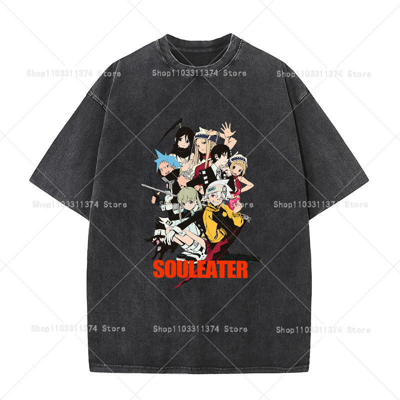Soul Eater 남성 여성 티셔츠 워시드 빈티지 스 - Summer Clothing Styles Men 리뷰 및 가격