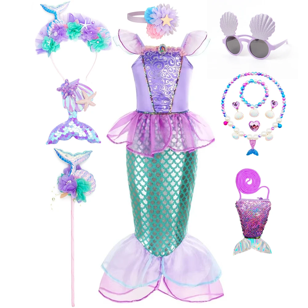 인어 의상 어린이 보라색 공주 드레스 여자 코스프레 어 - Summer Clothing For Kids Girls 리뷰 및 가격