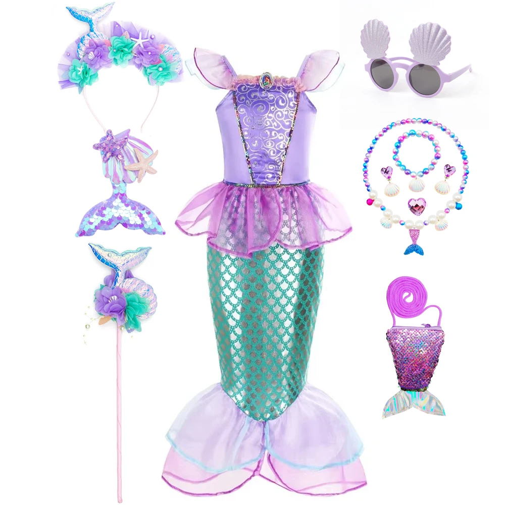 인어 의상 어린이 보라색 공주 드레스 여자 코스프레 어 - Summer Clothing For Kids Girls 리뷰 및 가격