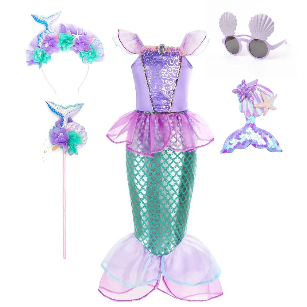 인어 의상 어린이 보라색 공주 드레스 여자 코스프레 어 - Summer Clothing For Kids Girls 리뷰 및 가격