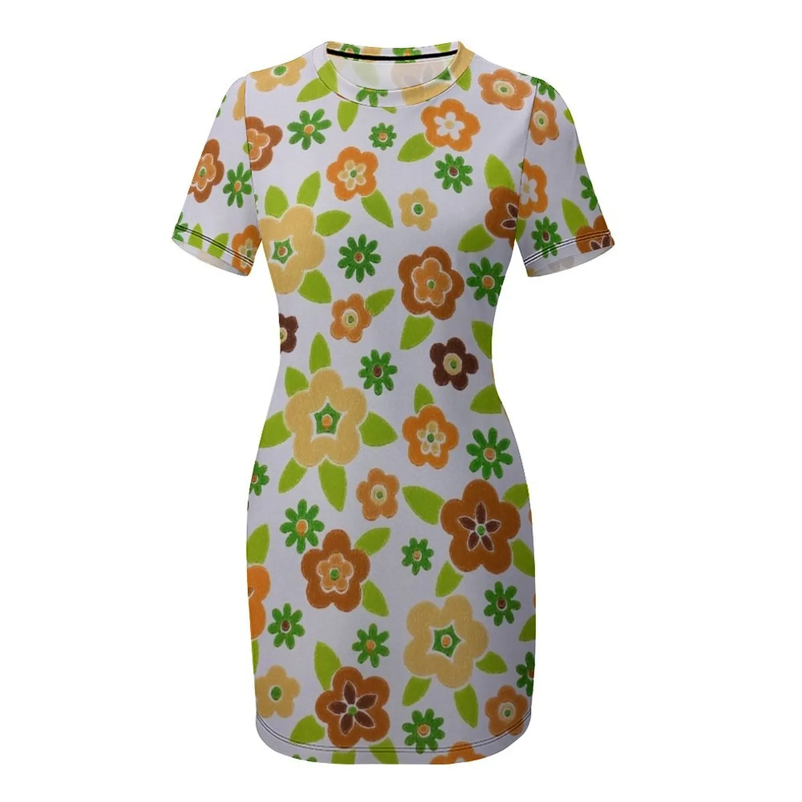 60년대 프린트 플라워 디자인 반팔 드레스 여성용 생일 - Summer Clothing Online 리뷰 및 가격