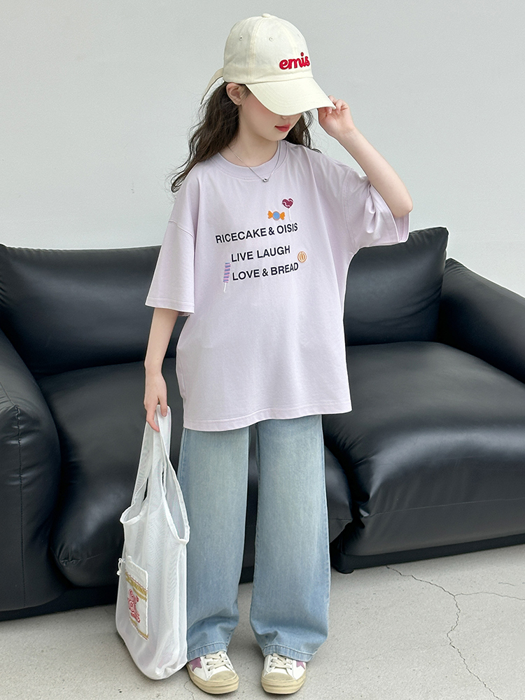 여아 여름 반팔 티셔츠 세트 캐주얼 데님 투피스 수트  - Summer Clothing For Girls 리뷰 및 가격