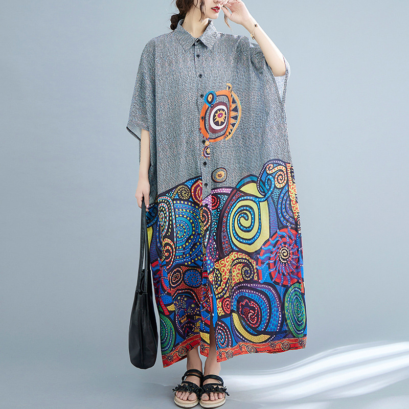 보헤미안 스타일 보헤미안 스타일 프린트 셔츠 드레스 여 - Summer Clothing India 리뷰 및 가격