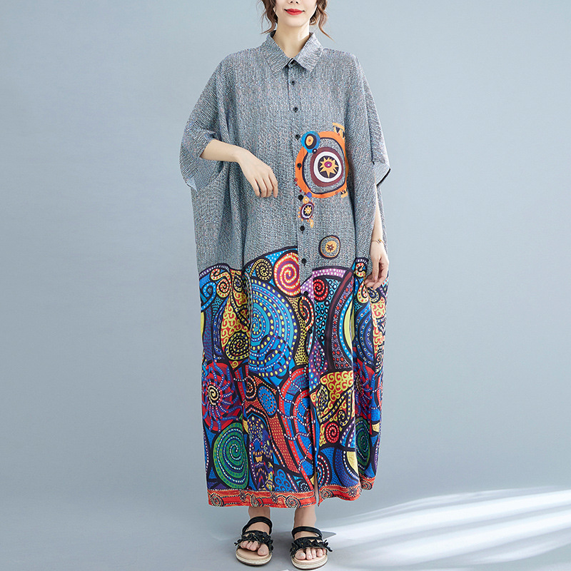 보헤미안 스타일 보헤미안 스타일 프린트 셔츠 드레스 여 - Summer Clothing India 리뷰 및 가격