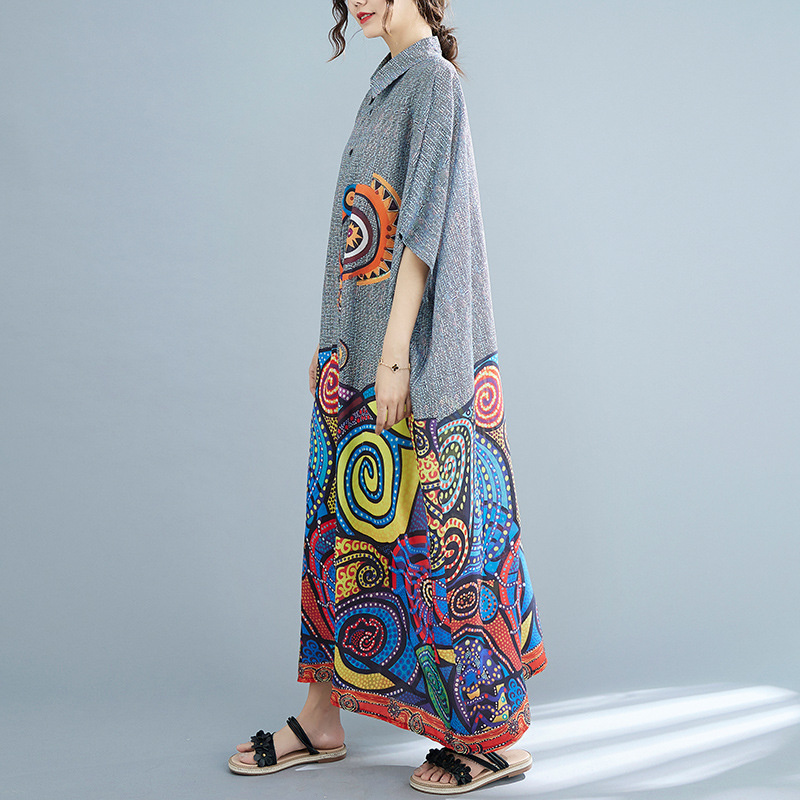 보헤미안 스타일 보헤미안 스타일 프린트 셔츠 드레스 여 - Summer Clothing India 리뷰 및 가격