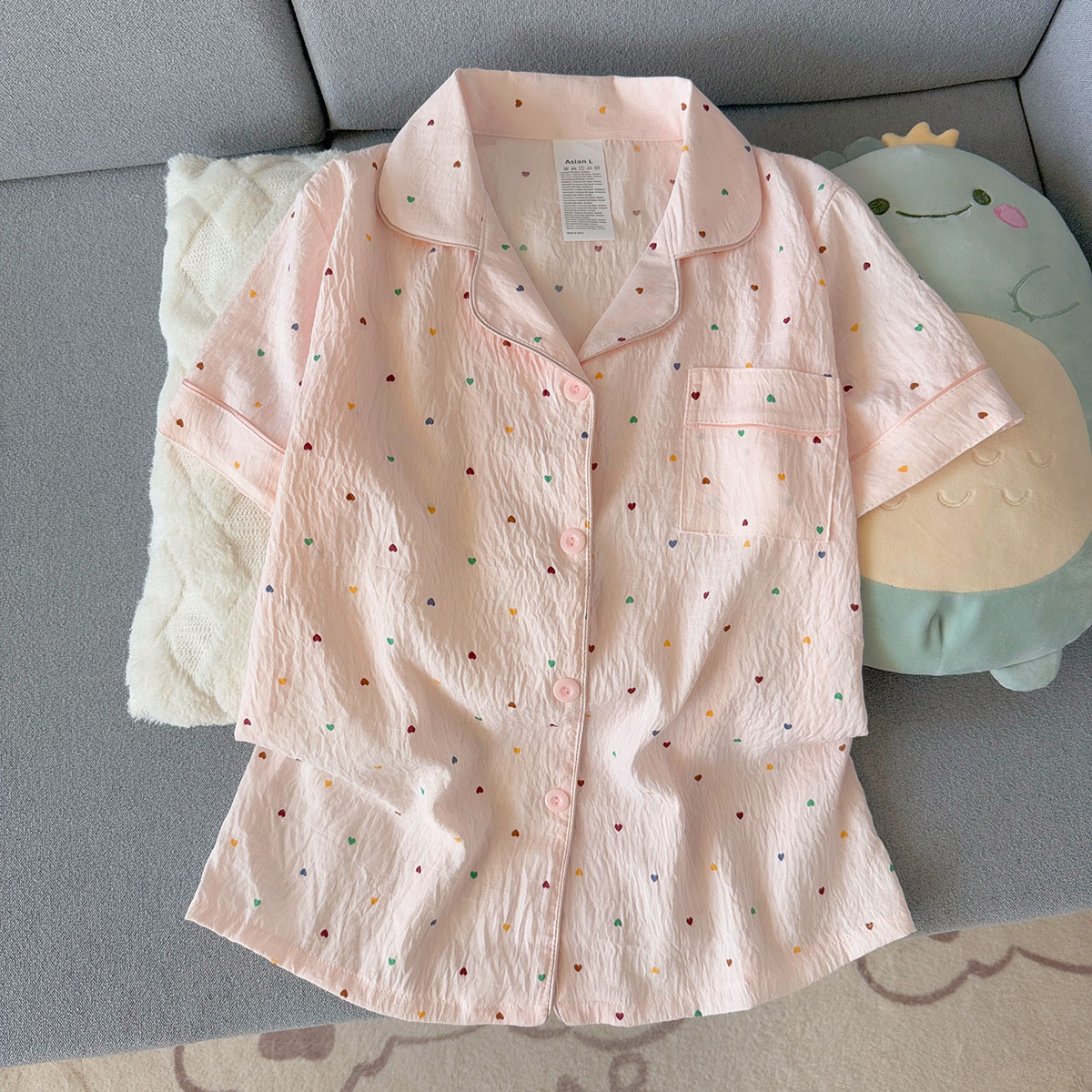 여성용 프린트 폴카 도트 코튼 잠옷 세트 반팔 탑과 반 - Summer Clothing For Petite Women 리뷰 및 가격