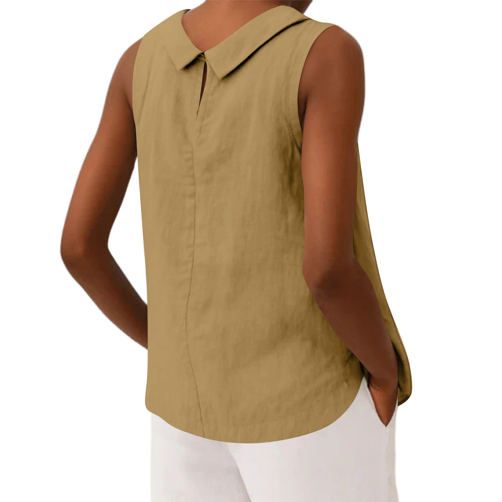 탱크탑 블라우스 티셔츠 코튼 린넨 민소매 크루넥 솔리드 - Crop Blouse Linen 리뷰 및 가격