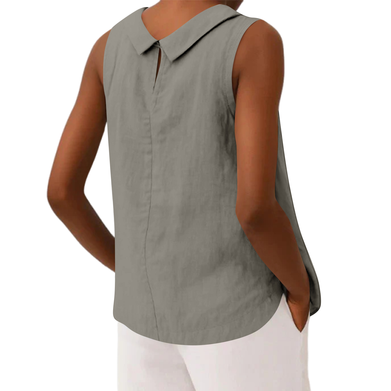 탱크탑 블라우스 티셔츠 코튼 린넨 민소매 크루넥 솔리드 - Crop Blouse Linen 리뷰 및 가격