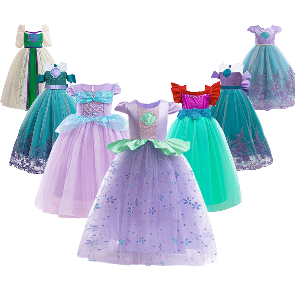 인어 공주 아리엘 공주 의상 어린 소녀 보라색 드레스  - Summer Clothing For Kids Girls 리뷰 및 가격