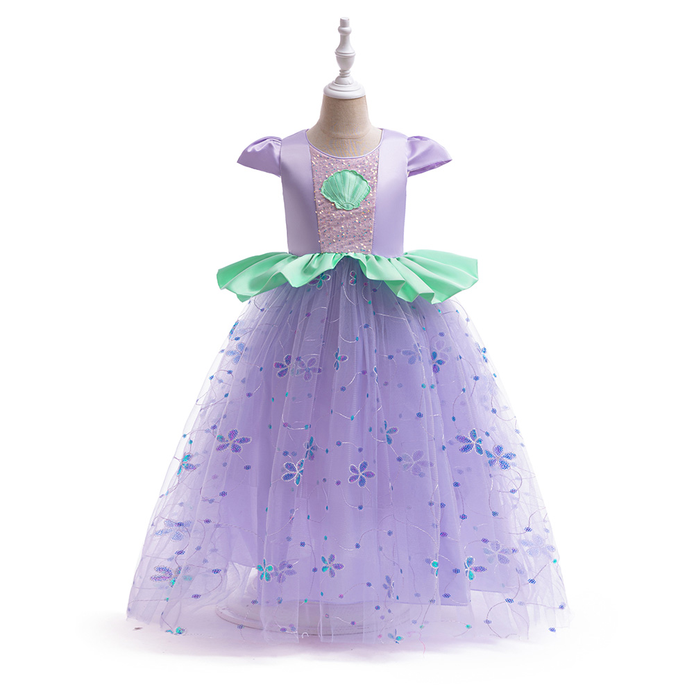 인어 공주 아리엘 공주 의상 어린 소녀 보라색 드레스  - Summer Clothing For Kids Girls 리뷰 및 가격