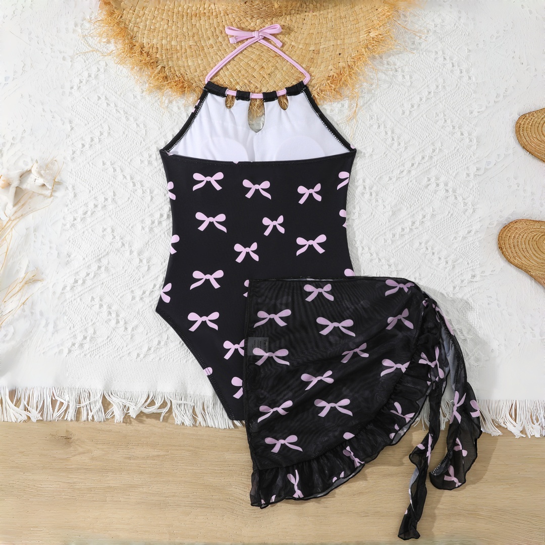 새로운 여아용 블랙 컬러 원피스 수영복, 메쉬 랩 스커 - Summer Clothing For Teen Girls 리뷰 및 가격