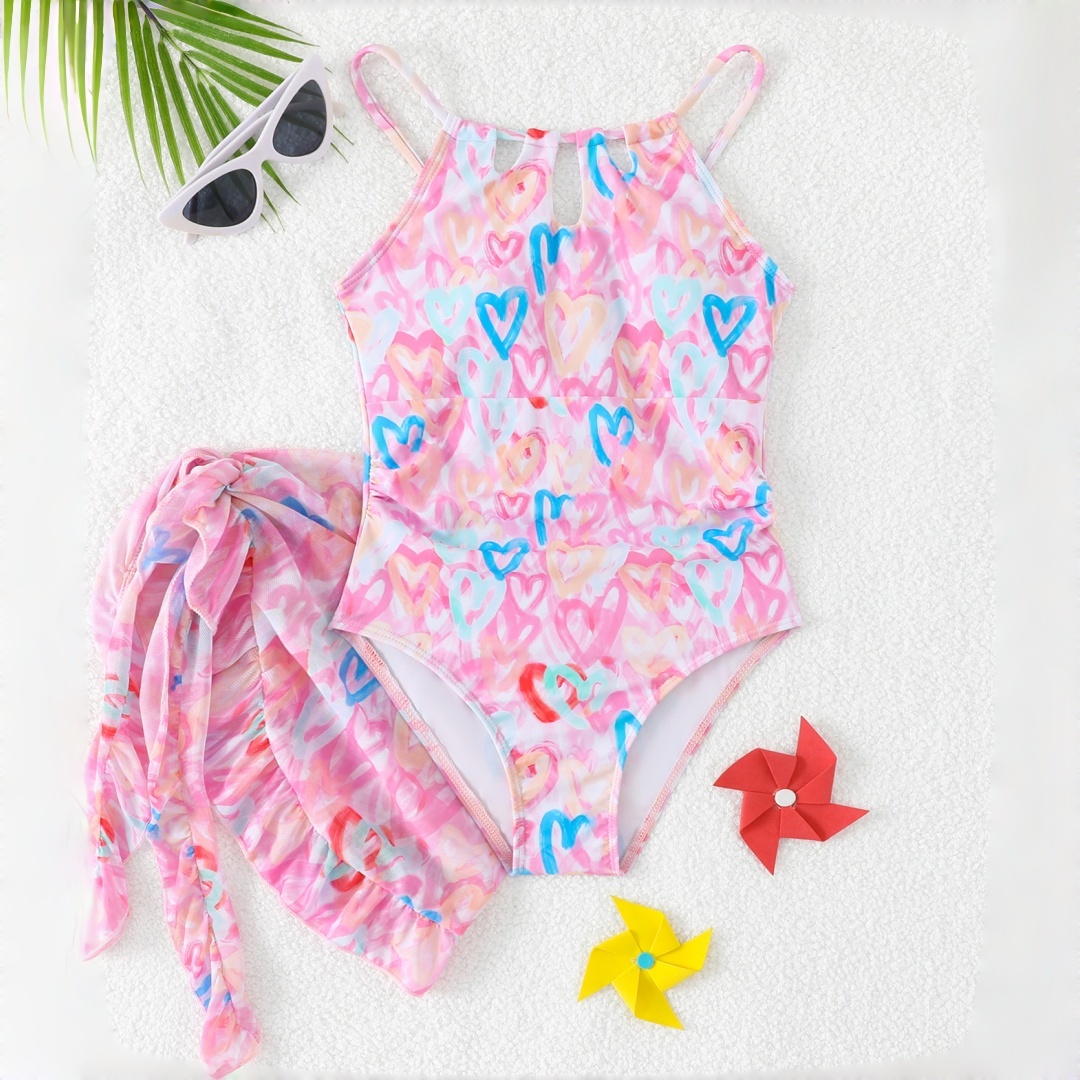 새로운 여아용 블랙 컬러 원피스 수영복, 메쉬 랩 스커 - Summer Clothing For Teen Girls 리뷰 및 가격