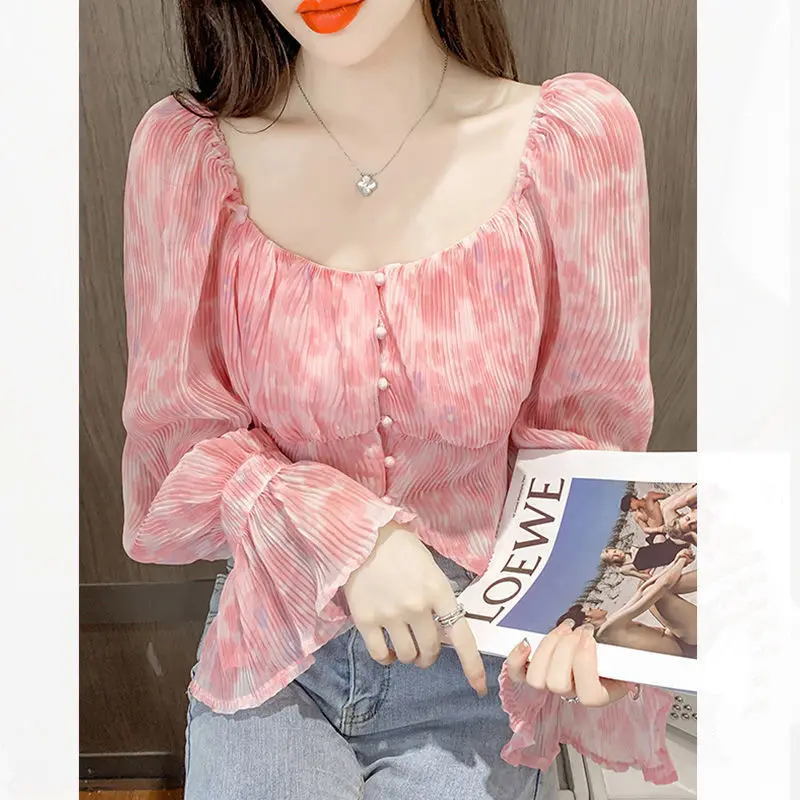 섹시하고 귀여운 스윗 스퀘어넥 프린트 파티 클럽 크롭  - Crop Blouse Linen 리뷰 및 가격