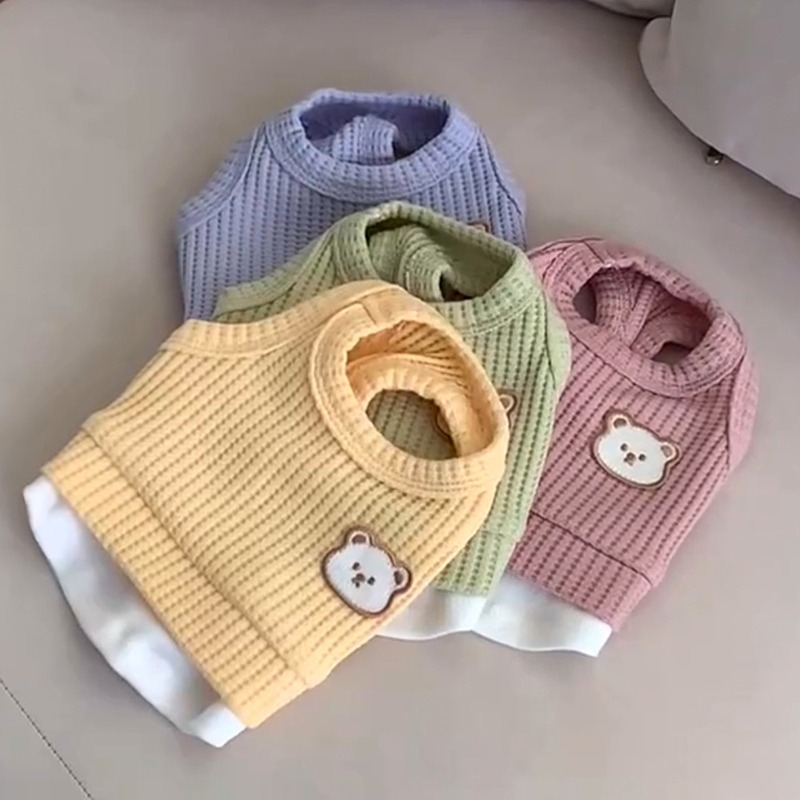 노란색 와플 애완 동물 옷 여름 통기성 강아지 조끼 작 - Soft Summer Yellow Clothing 리뷰 및 가격