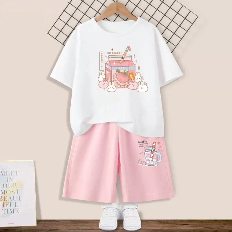여름 키즈 여자 2Pcs 복장 세트 복숭아 주스 티셔츠 - Summer Clothing For Teen Girls 리뷰 및 가격