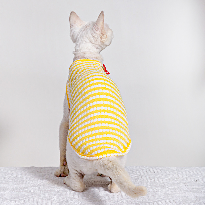 스핑크스 고양이 의류를위한 여름 티셔츠 부드러운 반팔  - Soft Summer Yellow Clothing 리뷰 및 가격