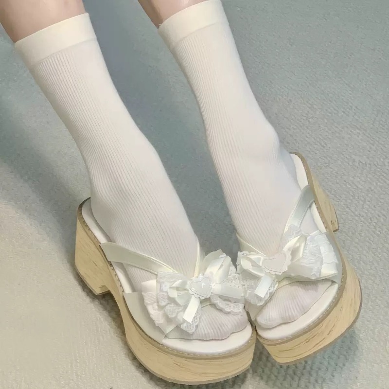 스윗 보우 우드 그레인 두꺼운 바닥 플랫폼 슬리퍼 여성 - Summer Clothing For Petite Women 리뷰 및 가격