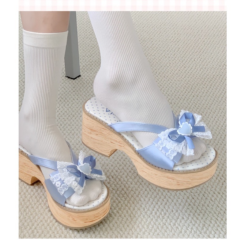 스윗 보우 우드 그레인 두꺼운 바닥 플랫폼 슬리퍼 여성 - Summer Clothing For Petite Women 리뷰 및 가격