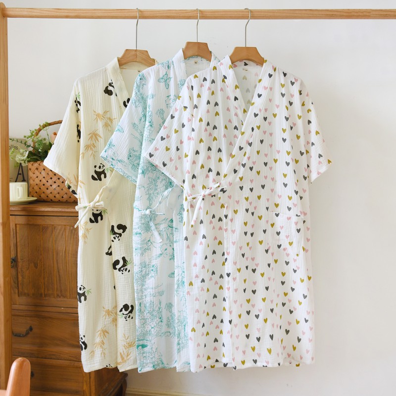 봄 여름 여성 가운 여성용 100% 코튼 크레페 목욕  - Summer House Clothing 리뷰 및 가격