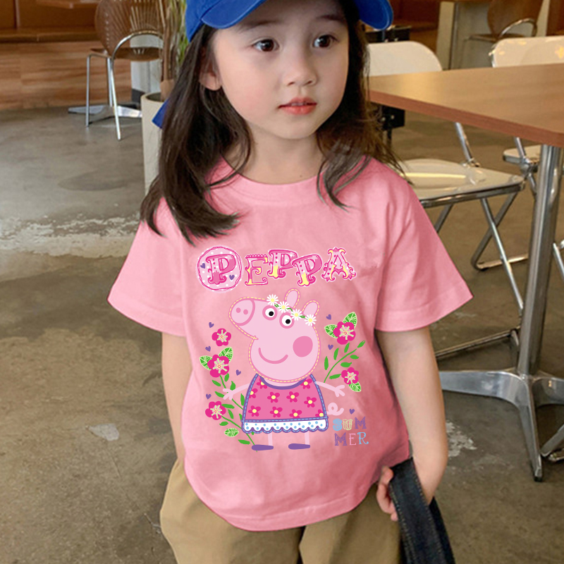 Peppas Pig 시리즈 티셔츠 반팔 여름 통기성 캐 - Summer Clothing Gifts 리뷰 및 가격