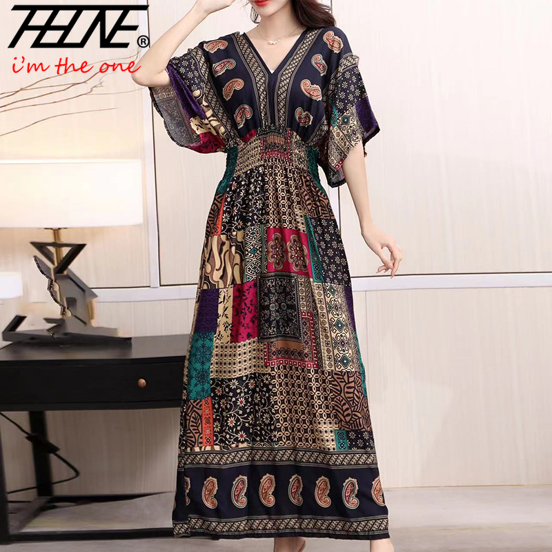 여성 드레스 여름 2024 맥시 롱 프린트 인도 보헤미 - Indian Summer Vintage Clothing 리뷰 및 가격