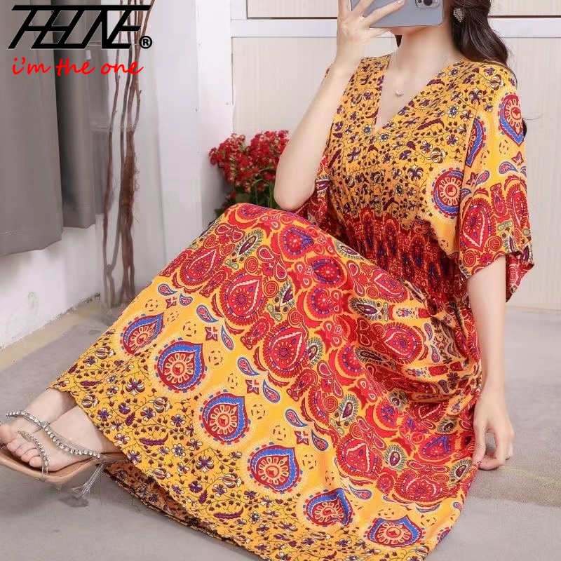 여성 드레스 여름 2024 맥시 롱 프린트 인도 보헤미 - Indian Summer Vintage Clothing 리뷰 및 가격