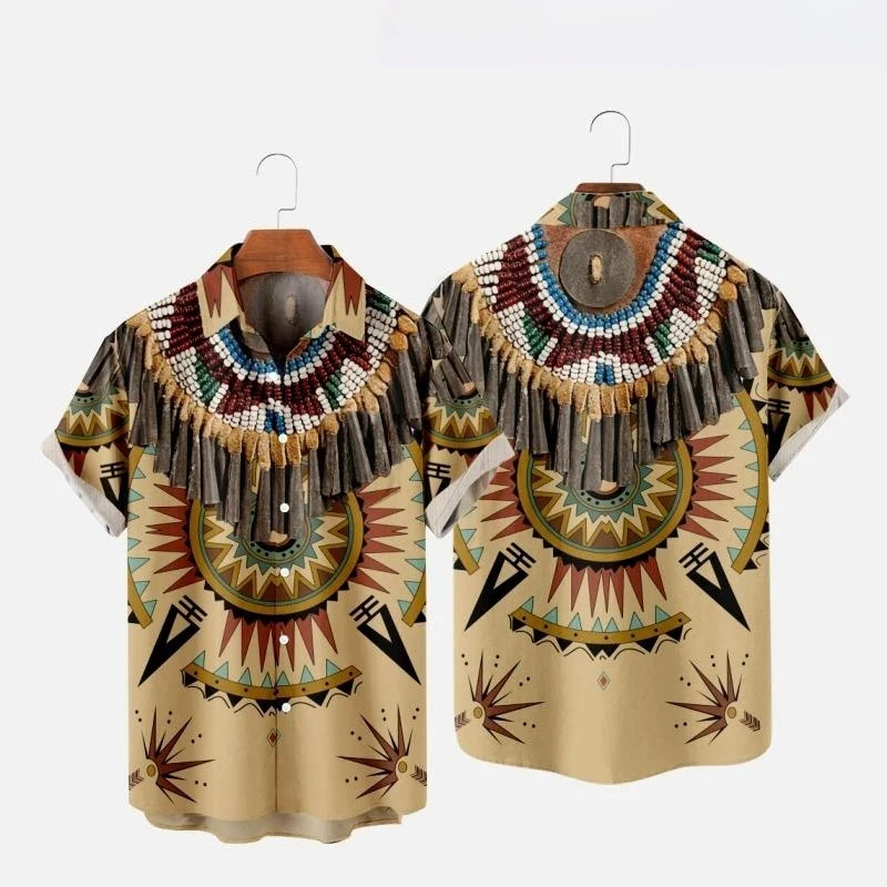 인도 민족 스타일 3D 인쇄 비치 셔츠 남성 여성 패션 - Indian Summer Vintage Clothing 리뷰 및 가격