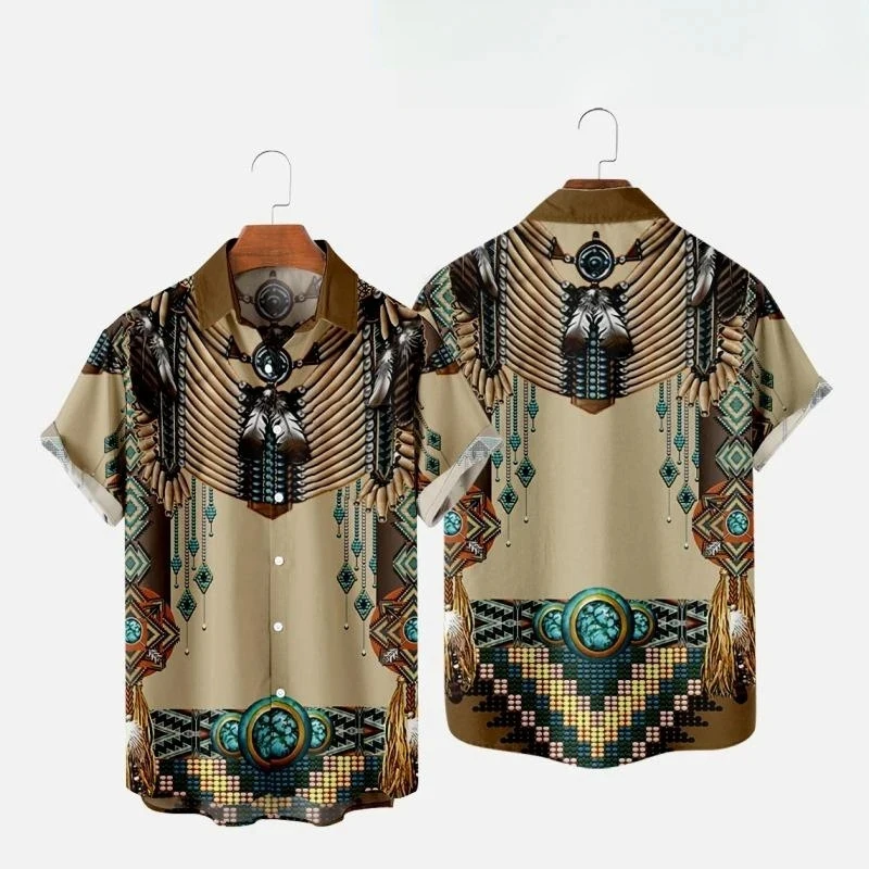 인도 민족 스타일 3D 인쇄 비치 셔츠 남성 여성 패션 - Indian Summer Vintage Clothing 리뷰 및 가격