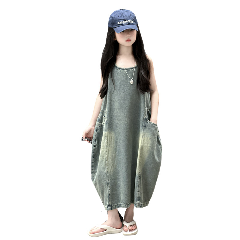 빈티지 블루 어린이 소녀 고품질 민소매 데님 드레스 s - Summer Clothing For Girls 리뷰 및 가격